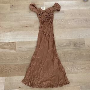 Verge Girl Cut Out Silk Maxi Dress in Copper